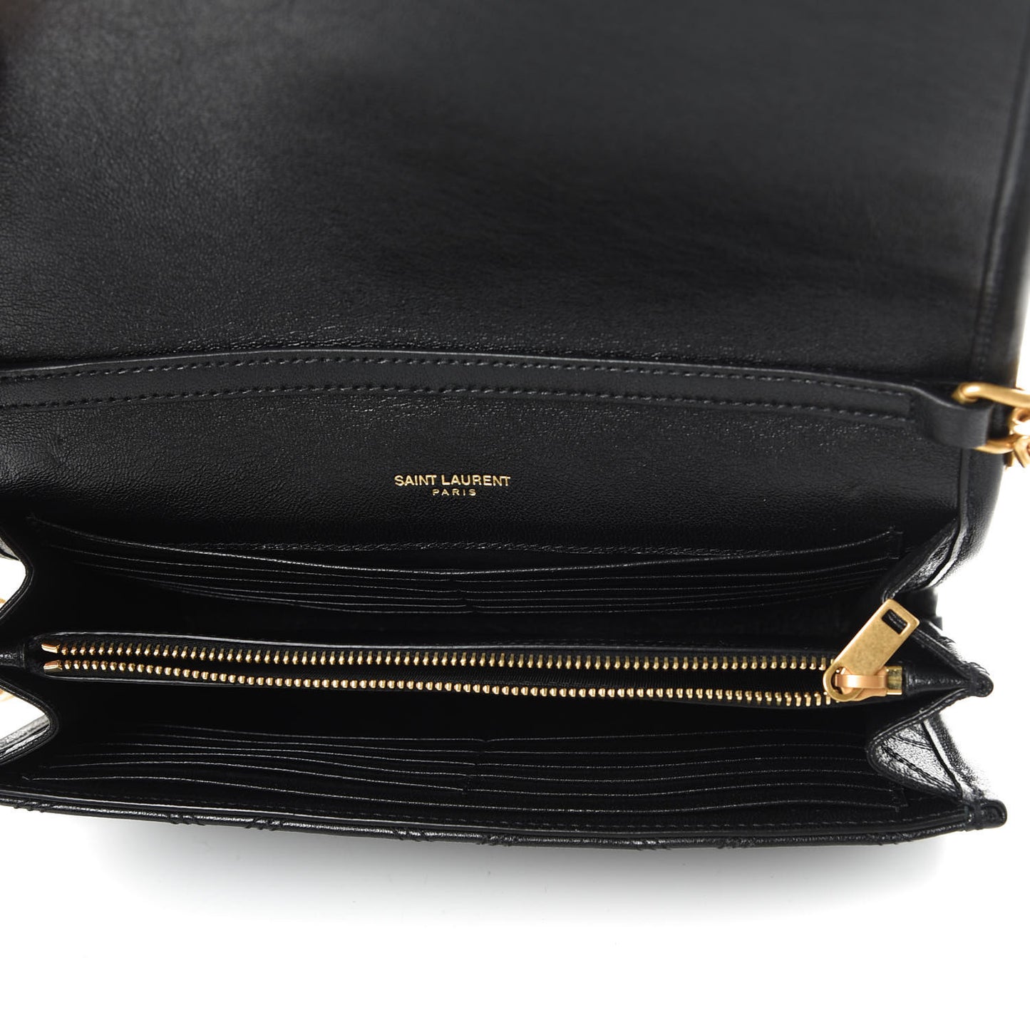 Lambskin Diamond Quilted Becky Chain Wallet Black