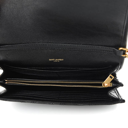 Saint Laurent Lambskin Diamond Quilted Becky Chain Wallet Black 5 of 10