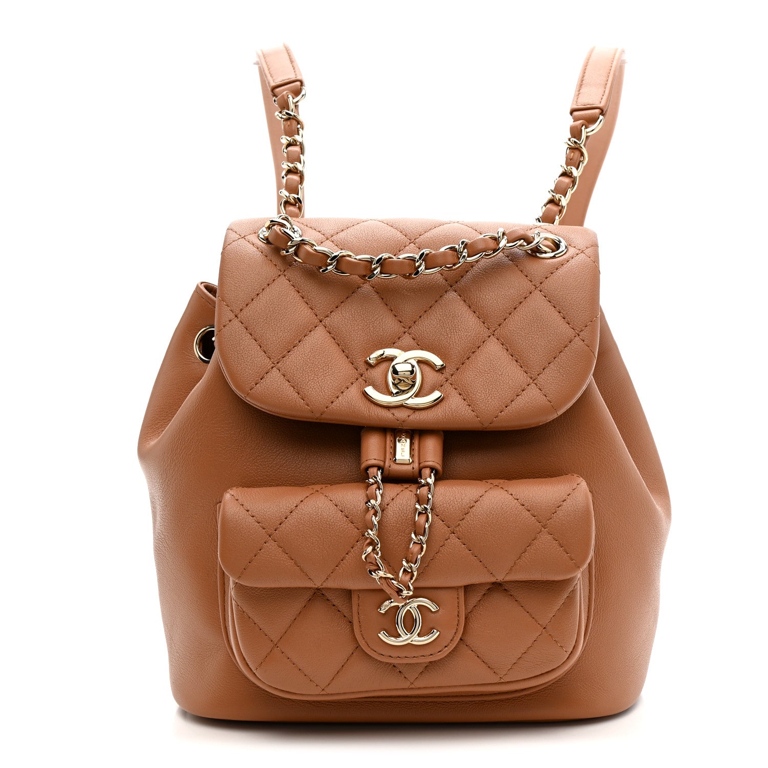 Chanel Lambskin Quilted Small Duma Drawstring Backpack Brown 1 of 10