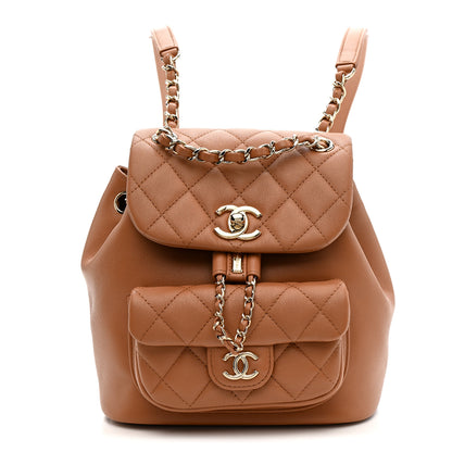 Chanel Lambskin Quilted Small Duma Drawstring Backpack Brown 1 of 10