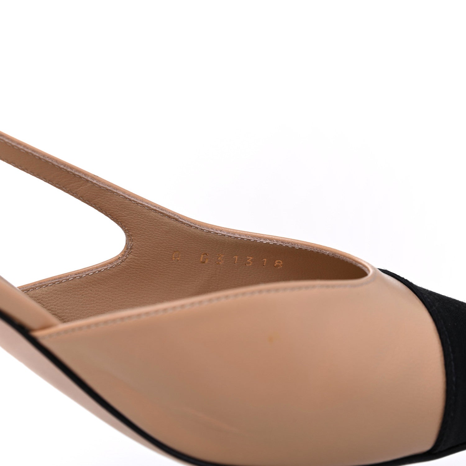 Chanel Goatskin Grosgrain Cap Toe CC Slingback Pumps 39.5 Beige Black 8 of 11