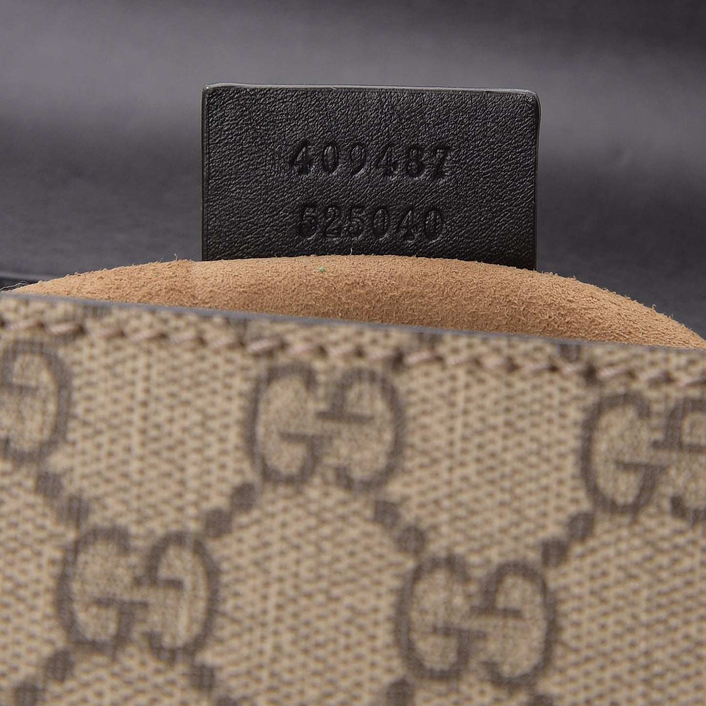 GG Supreme Monogram Calfskin Small Padlock Shoulder Bag Beige Black Cuir