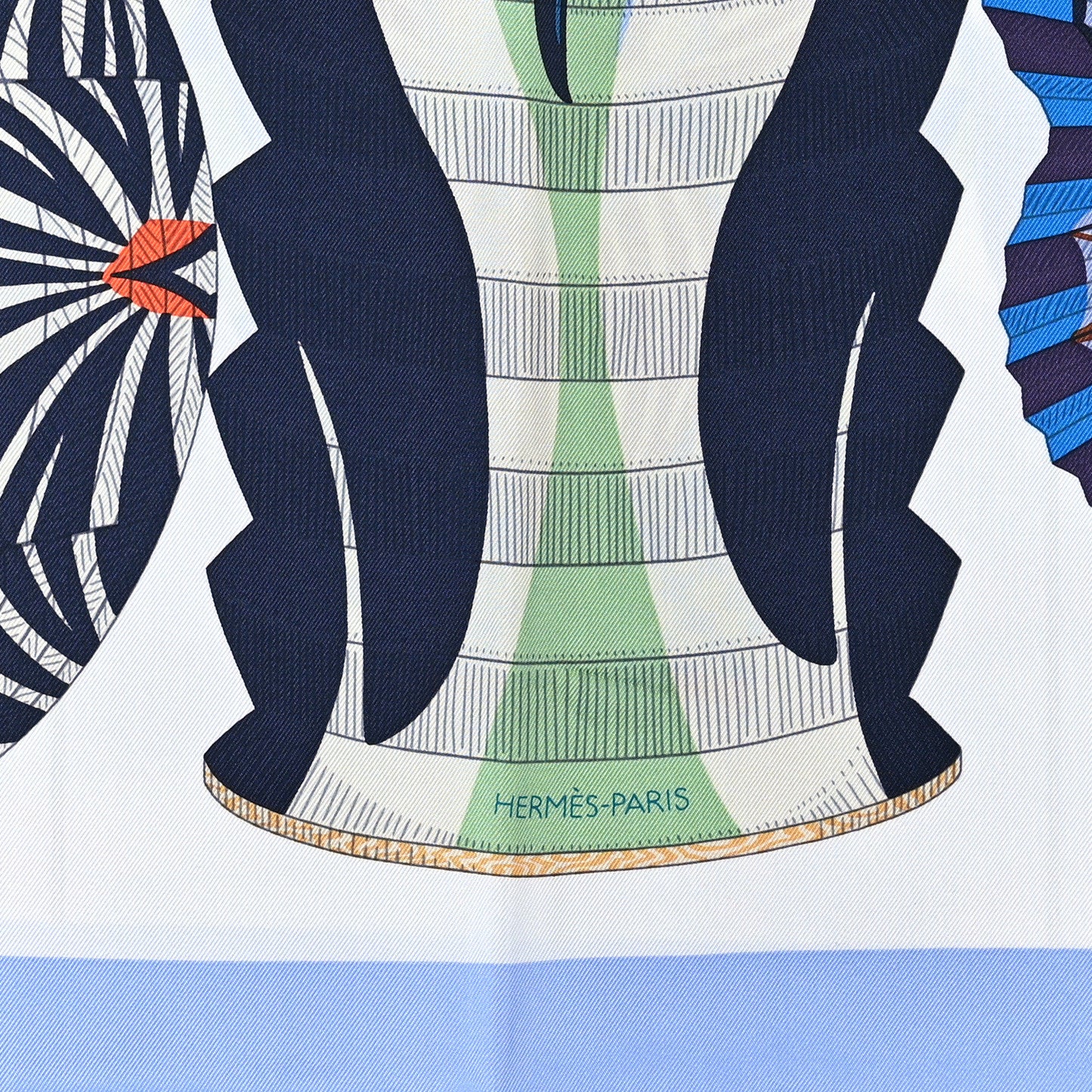 Silk Lanternes Ballons et Cocardes Scarf 90 Bleu Ciel White Vert