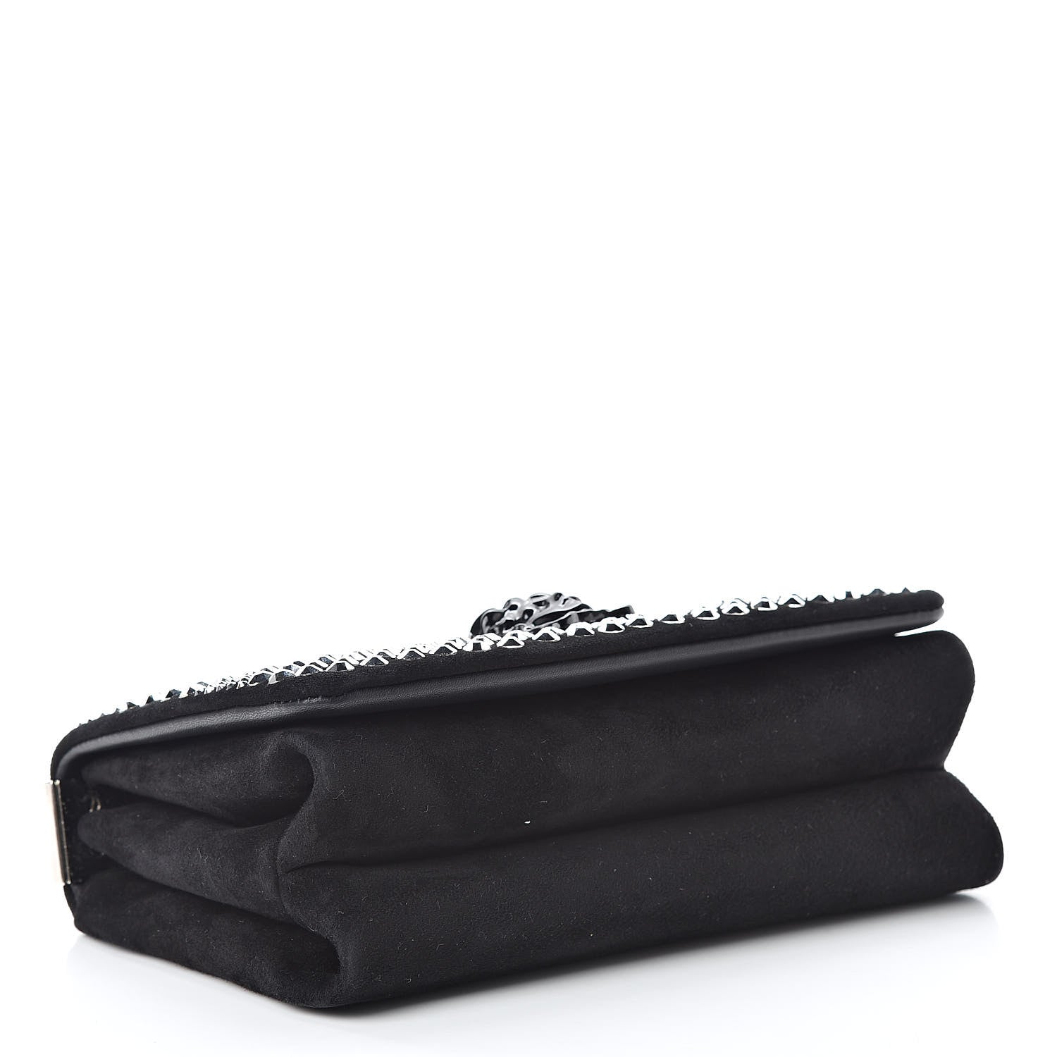 Versace Suede Palazzo Crystal Chain Evening Bag Black 4 of 9