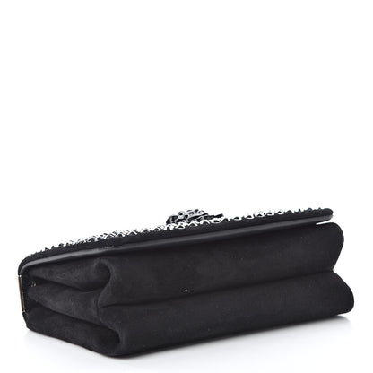 Versace Suede Palazzo Crystal Chain Evening Bag Black 4 of 9