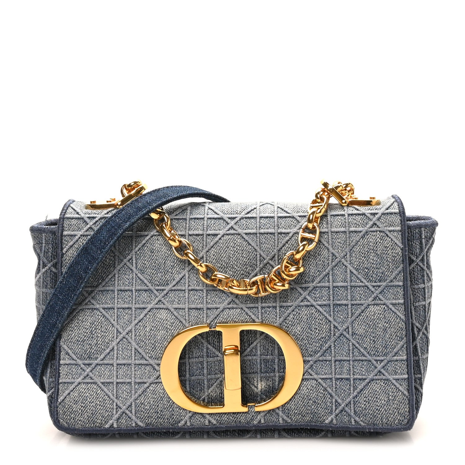 Christian Dior Denim Cannage Small Caro Bag Blue 1 of 9