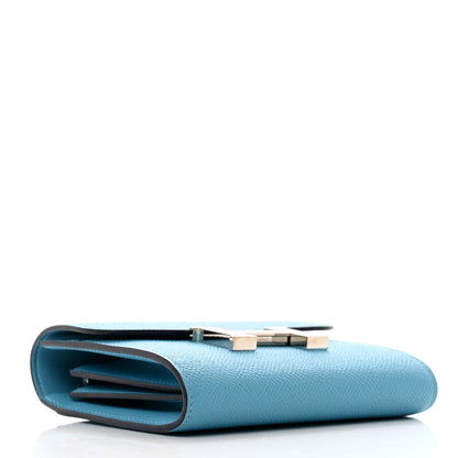 Hermes Epsom Enamel Constance Compact Passant Wallet Bleu du Nord Rouge de Coeur 4 of 8