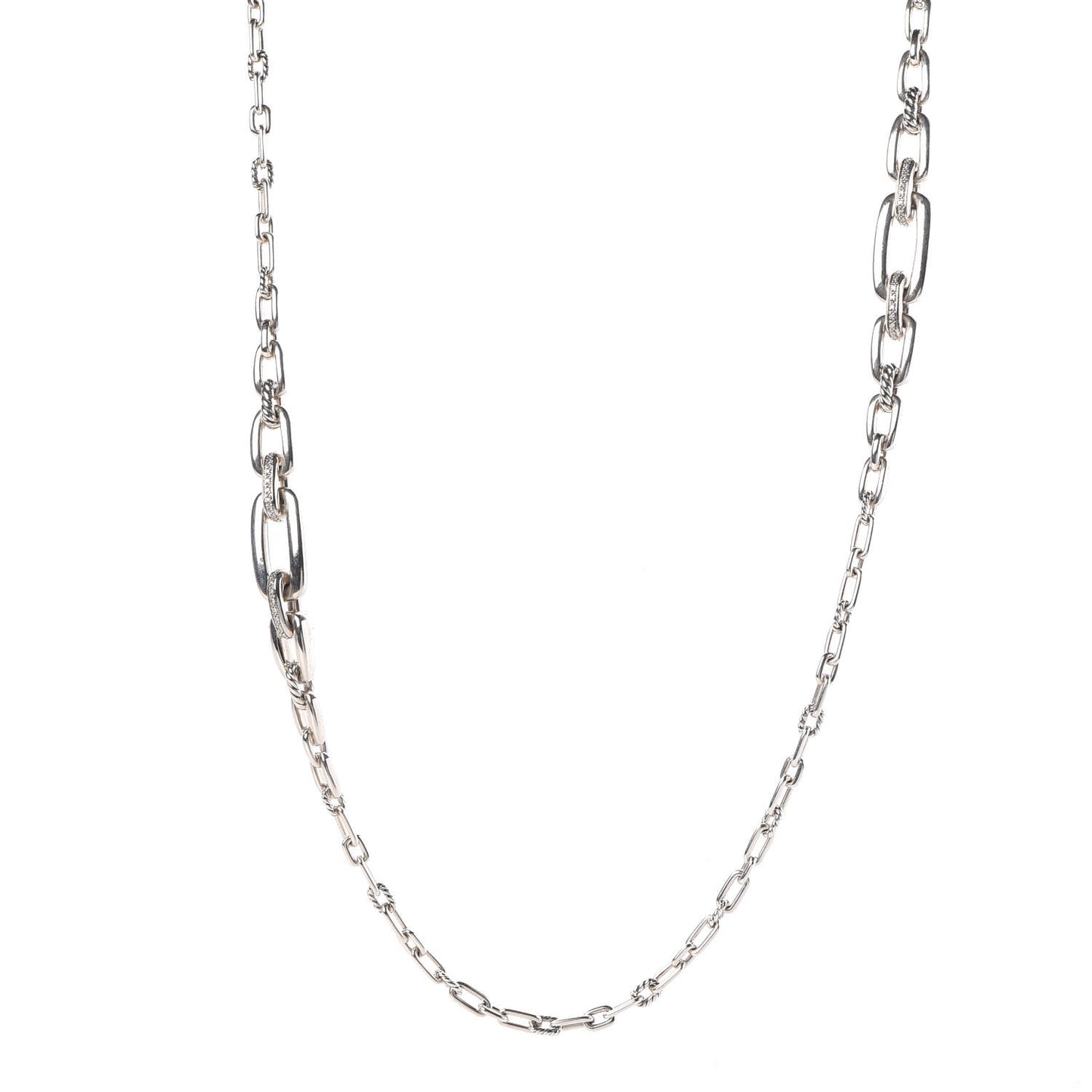 Sterling Silver Diamond Wellesley Link Necklace