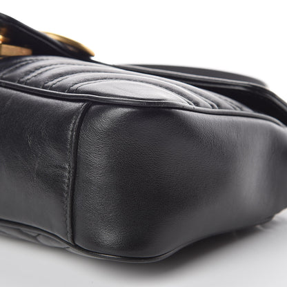 Gucci Calfskin Matelasse Small GG Marmont Shoulder Bag Black 15 of 16