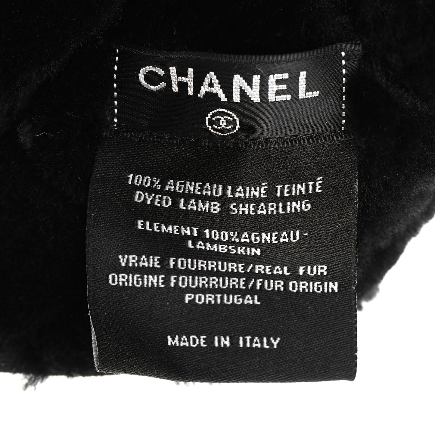 Lambskin Shearling Quilted Hat Black White
