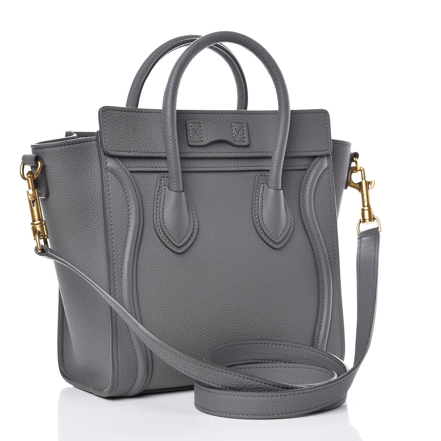Drummed Calfskin Nano Luggage Kohl