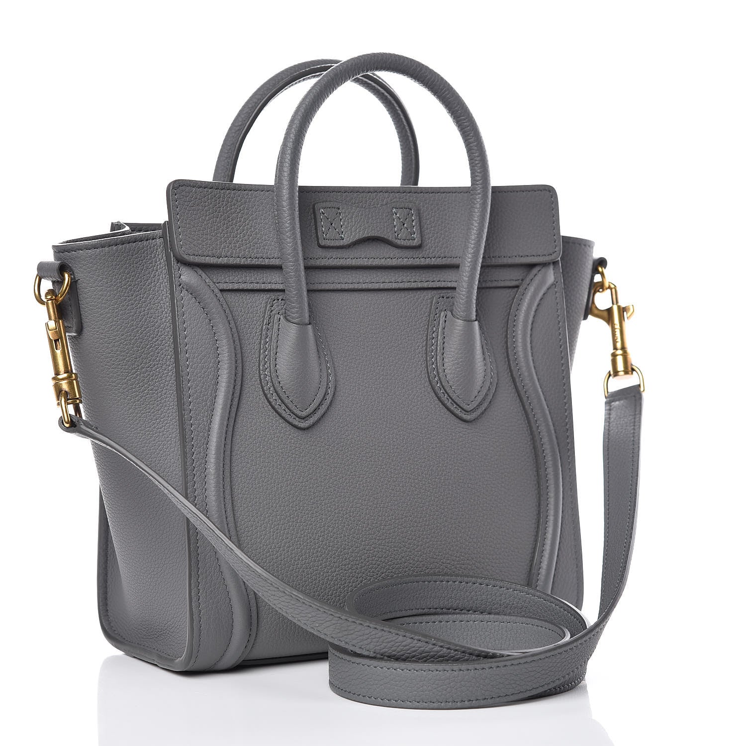 Celine Drummed Calfskin Nano Luggage Kohl 3 of 12