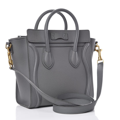 Celine Drummed Calfskin Nano Luggage Kohl 3 of 12