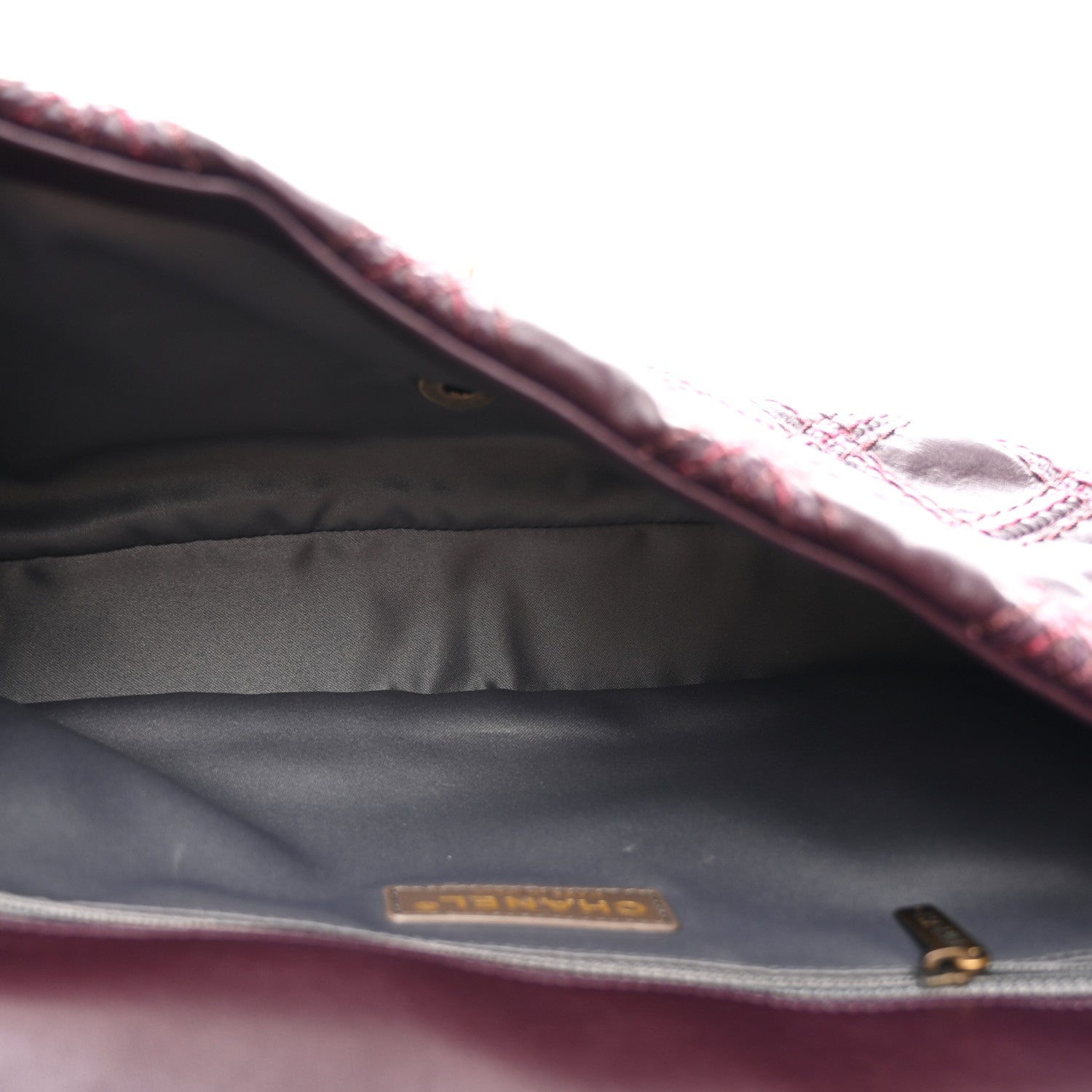 Chanel Calfskin Stitch Triptych Flap Plum 4 of 9
