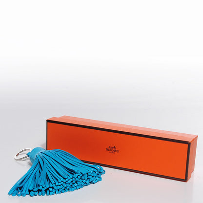Hermes Lambskin Carmen Alto Tassel Key Holder Bleu Aztec 5 of 5