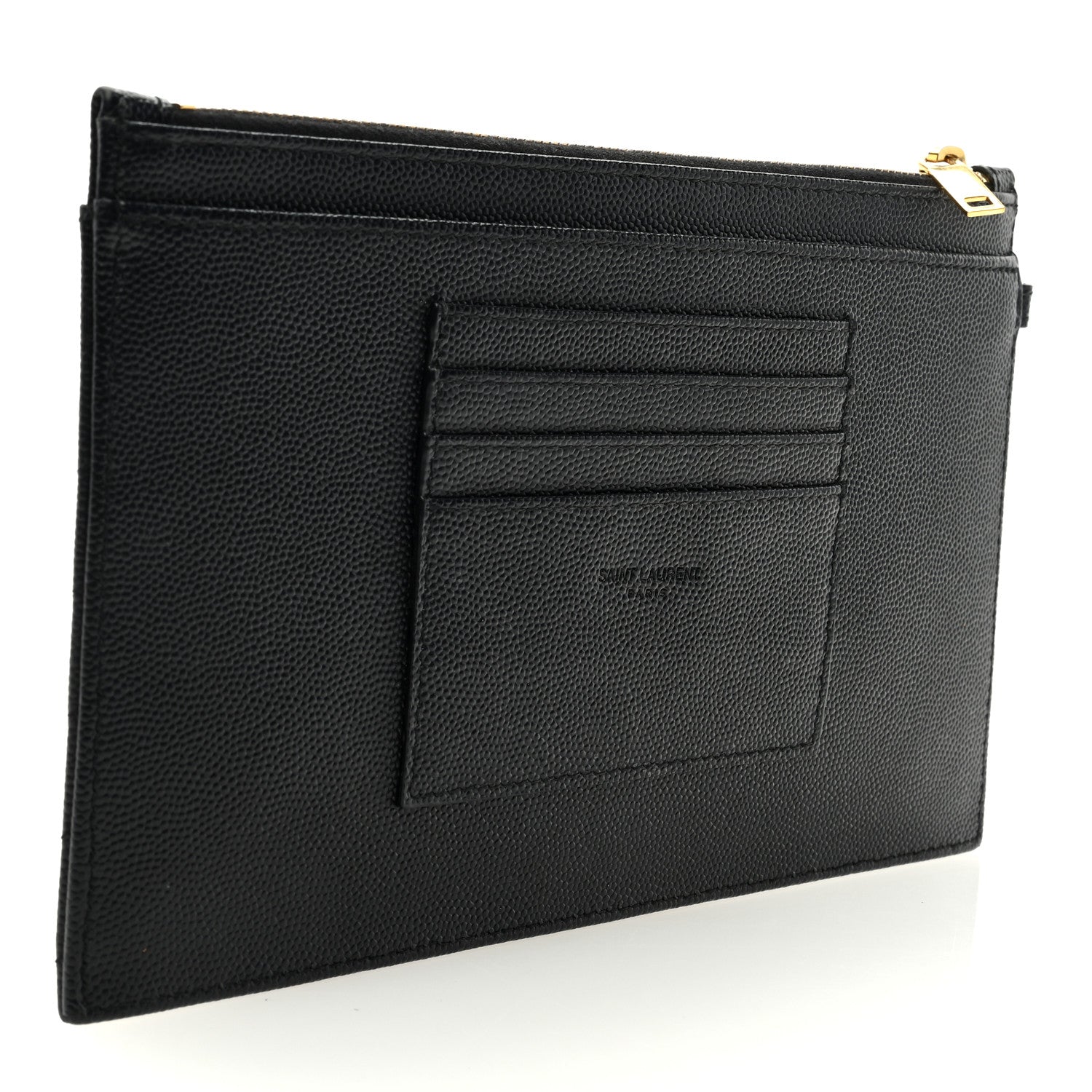 Saint Laurent SAINT LAURENT Grain De Poudre Chevron Monogram Large Bill Pouch Black 3 of 7