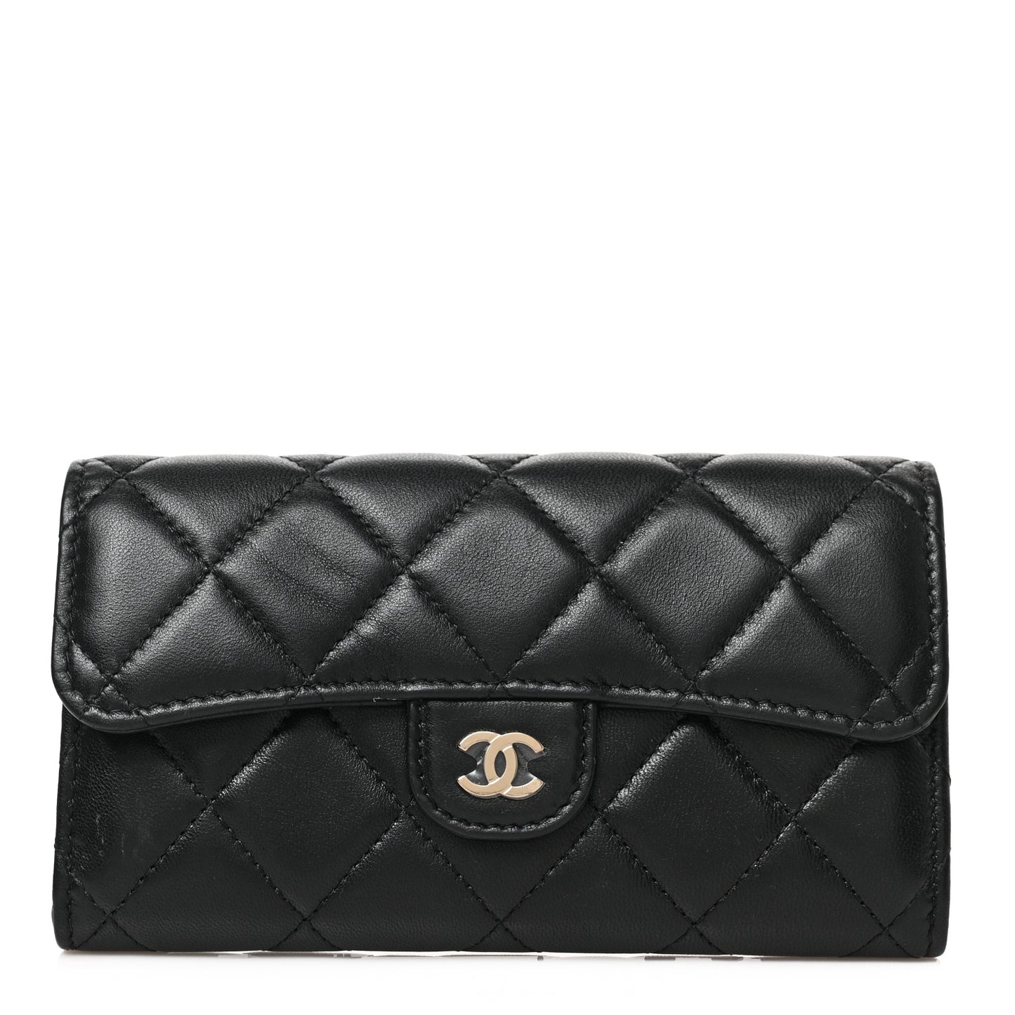 Lambskin Quilted Medium Flap Wallet Black