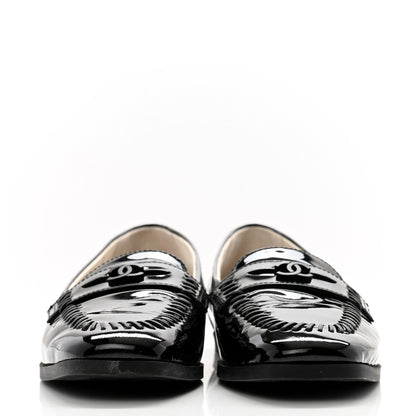 Chanel Patent CC Mocassin Loafers 39.5 Black 2 of 11