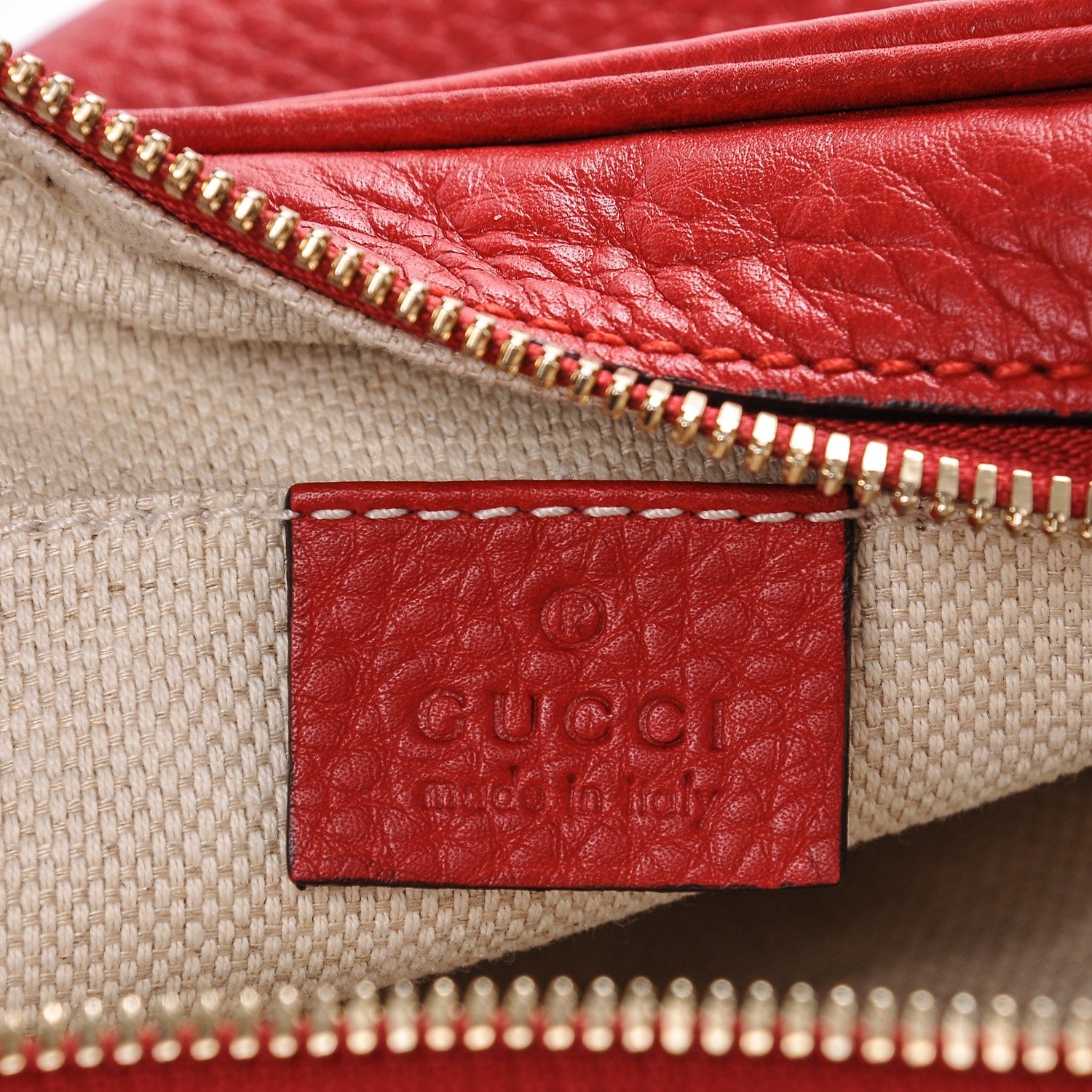 Gucci Pebbled Calfskin Small Soho Disco Bag Tabasco Red 6 of 7
