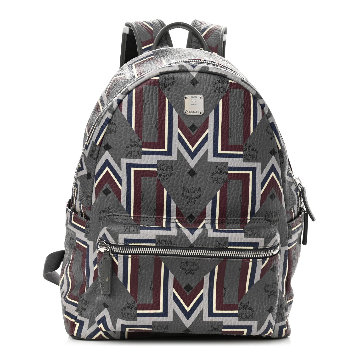 MCM Visetos Chevron Stripe Medium Backpack Phantom Grey Multicolor 1 of 11