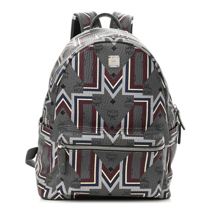 MCM Visetos Chevron Stripe Medium Backpack Phantom Grey Multicolor 1 of 11