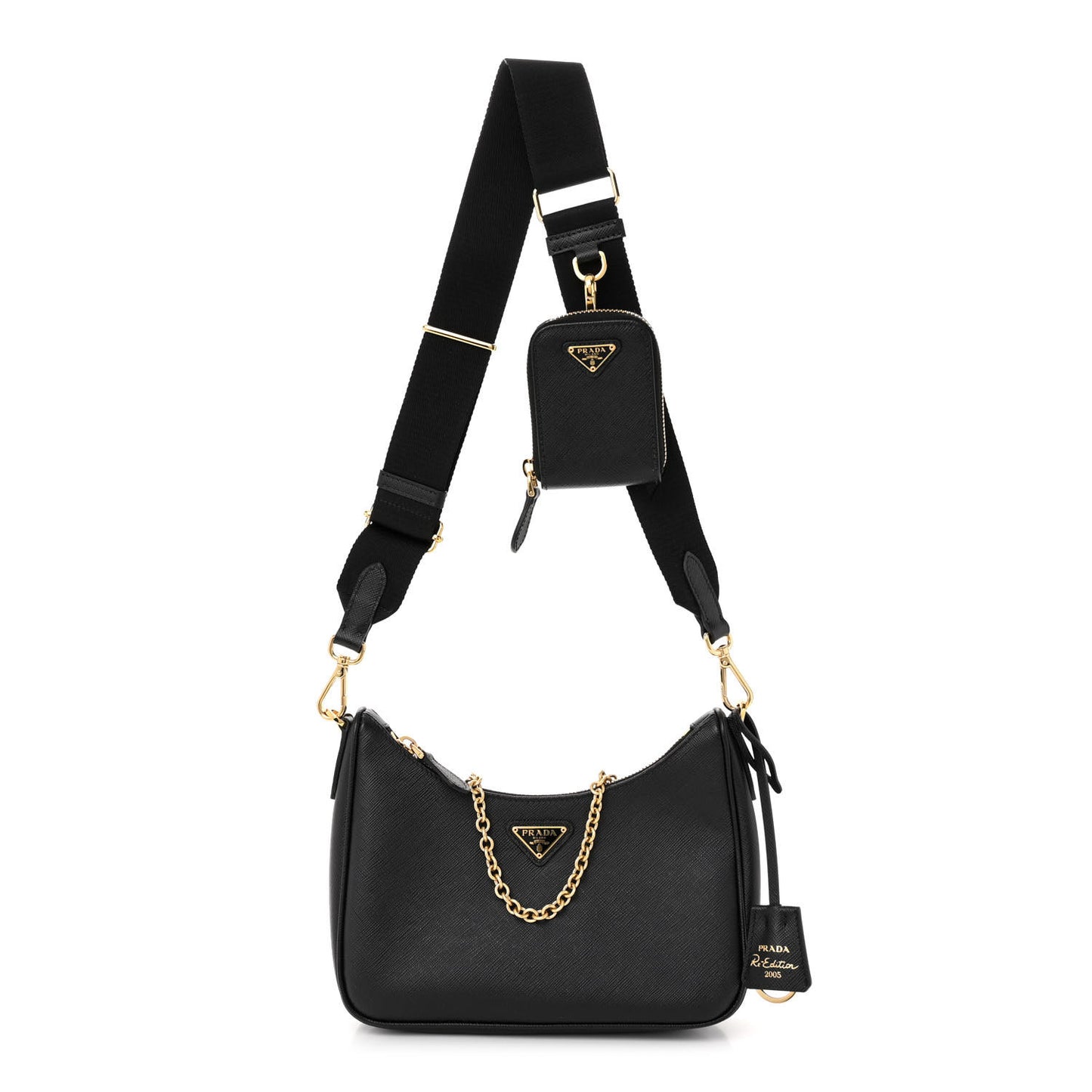 Saffiano Lux Re-Edition 2005 Shoulder Bag Black