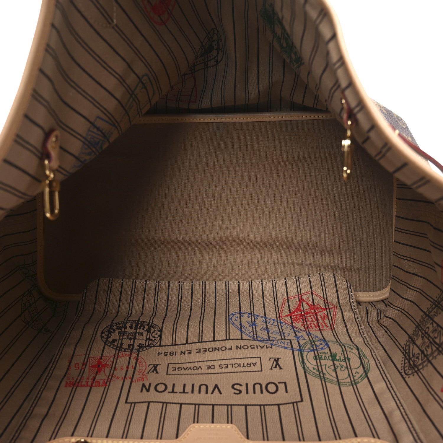 Louis Vuitton Monogram Stamped Inside Out Neverfull Bandouliere GM Beige 5 of 9
