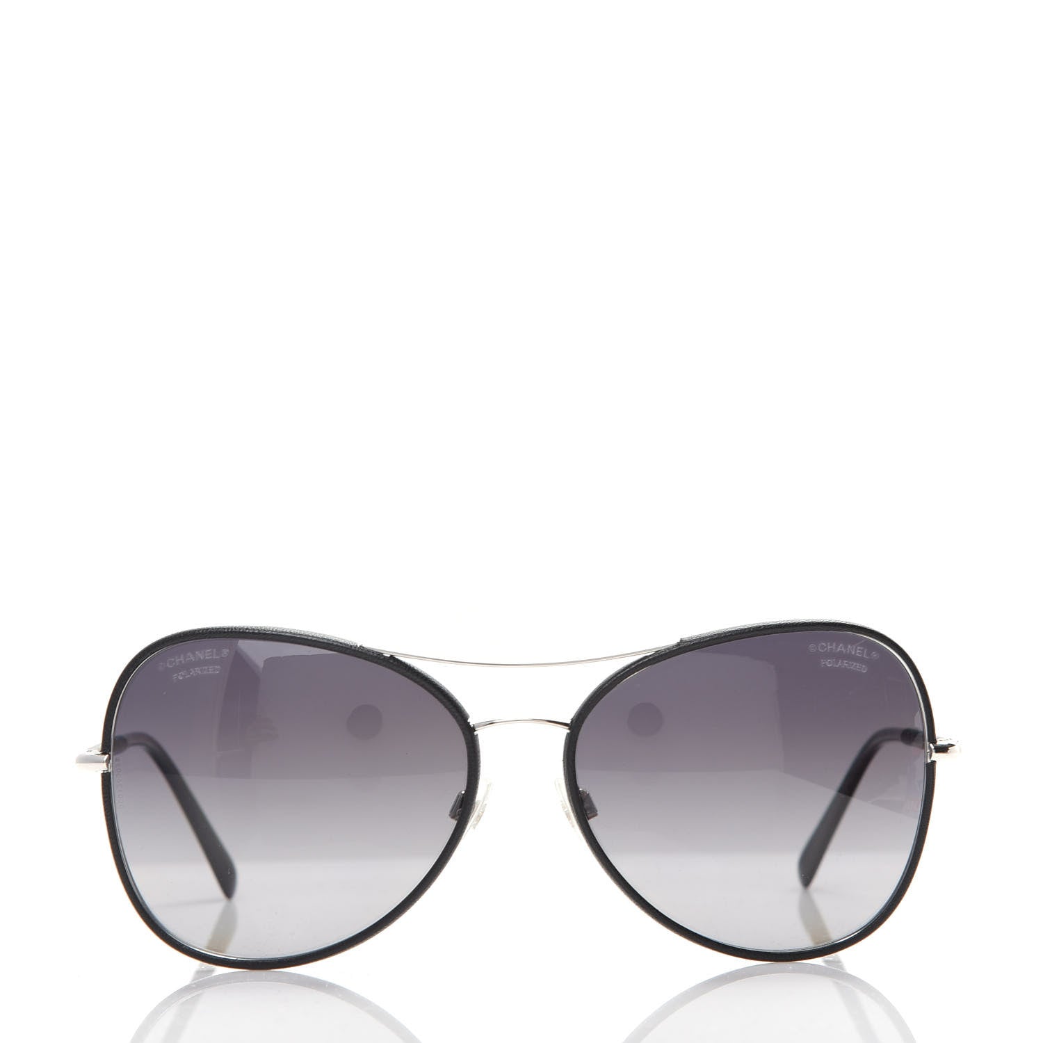 Chanel Metal Lambskin Polarized Pilot Fall Sunglasses 4227-Q Black 2 of 8