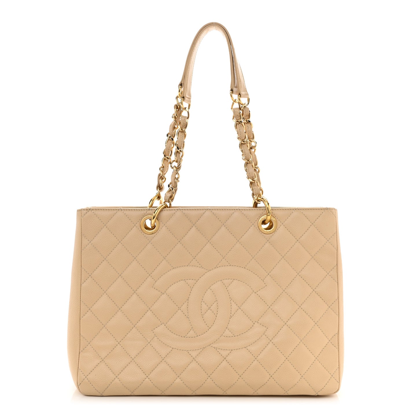 Caviar Quilted Grand Shopping Tote GST Beige Clair