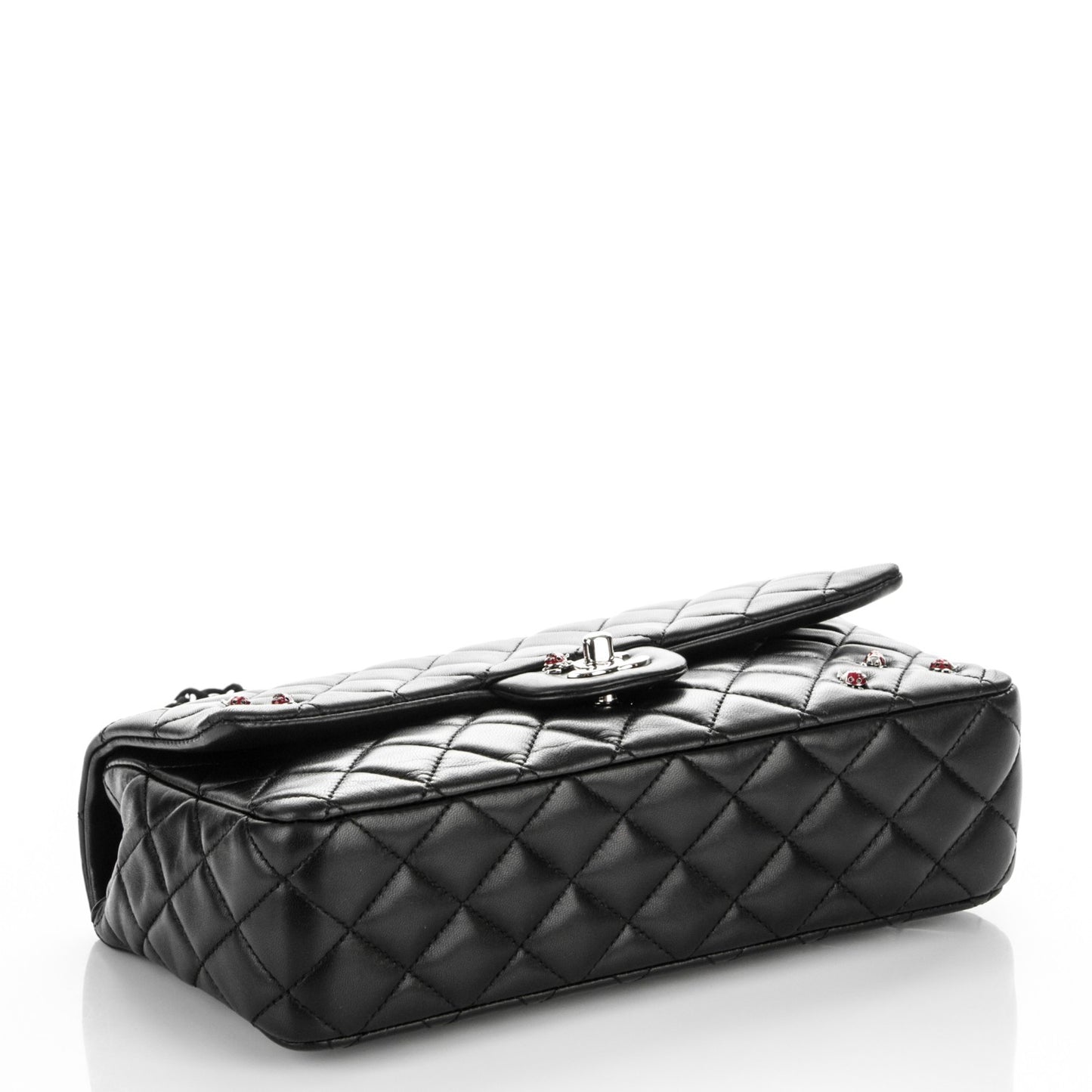 Lambskin Quilted Medium Ladybug Flap Black