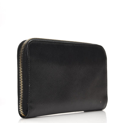 Prada Saffiano Metal Zip Around Wallet Nero Black 3 of 8