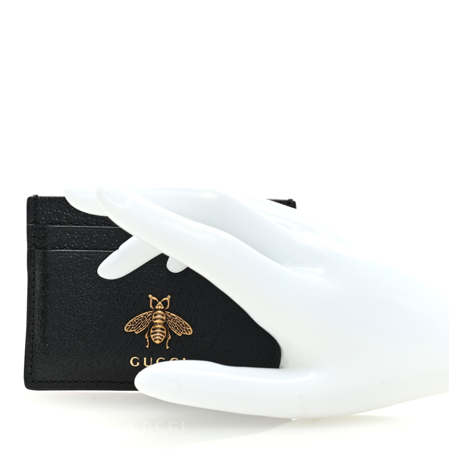 Gucci Pebbled Calfskin Animalier Card Holder Black 2 of 7