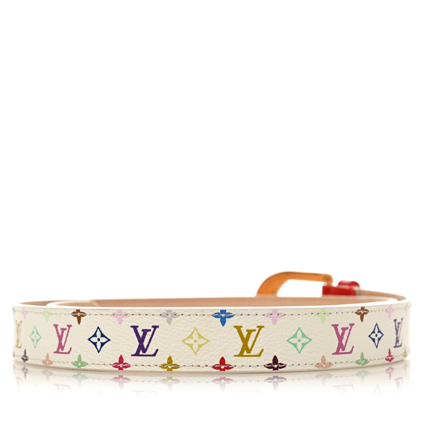 Louis Vuitton Monogram Multicolor Belt 80 32 White Red 3 of 14