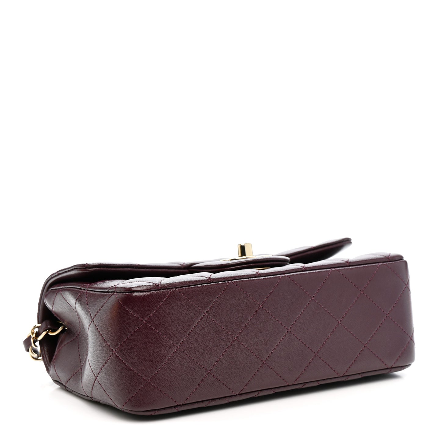Lambskin Quilted Mini Rectangular Flap Burgundy Burgundy
