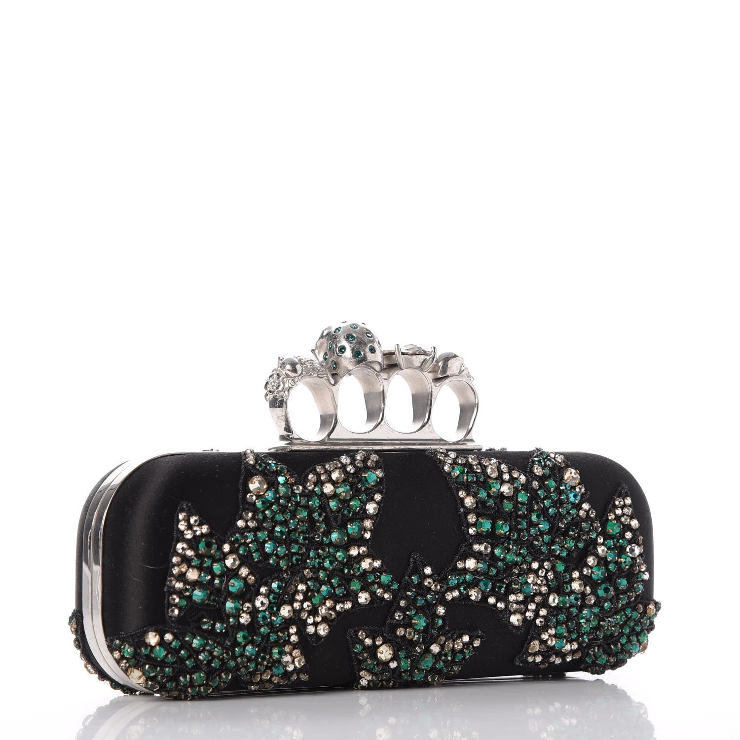Alexander McQueen Silk Crystal Knucklebox Clutch Black 3 of 10