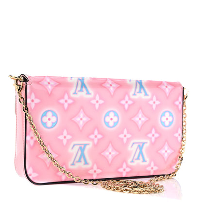 Louis Vuitton Vernis Valentine Felicie Pochette Chain Wallet Light Pink Neon 4 of 9