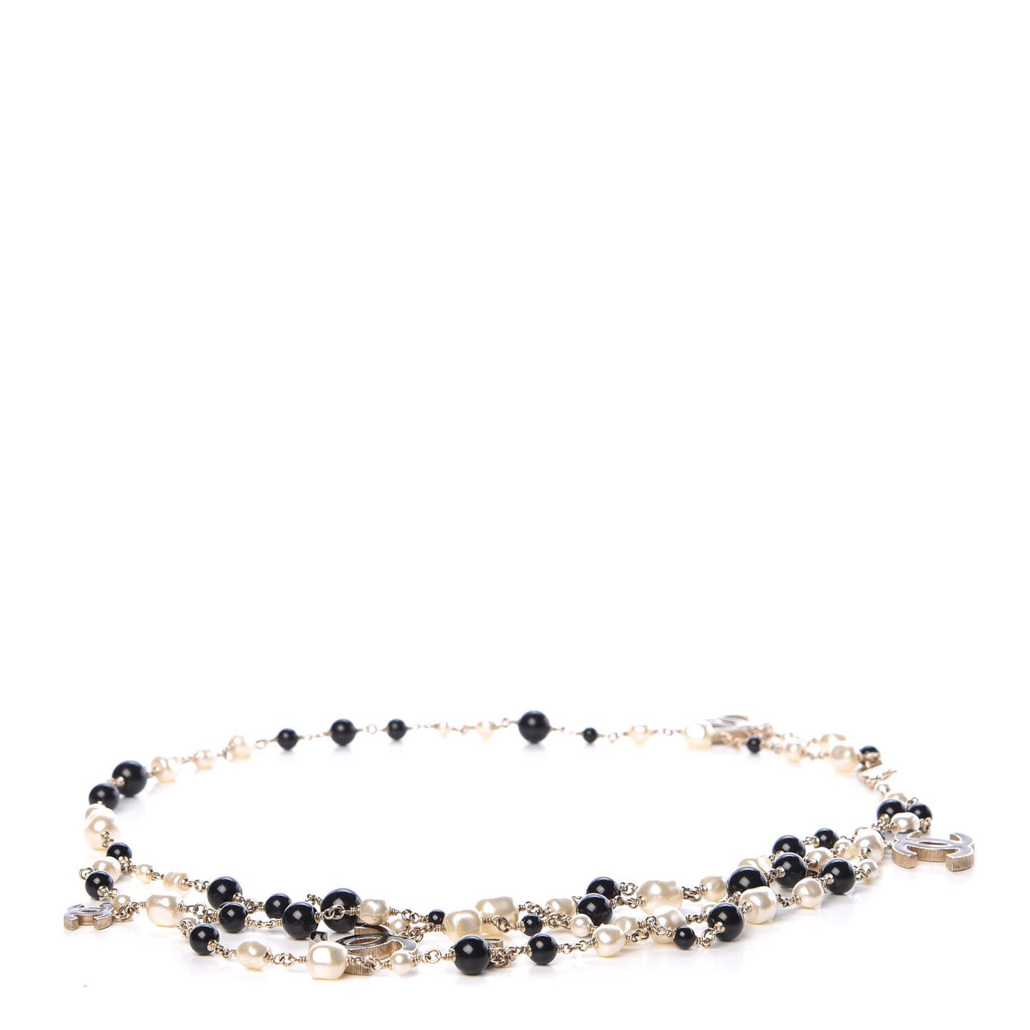 Pearl Bead Enamel CC Belt Black Gold