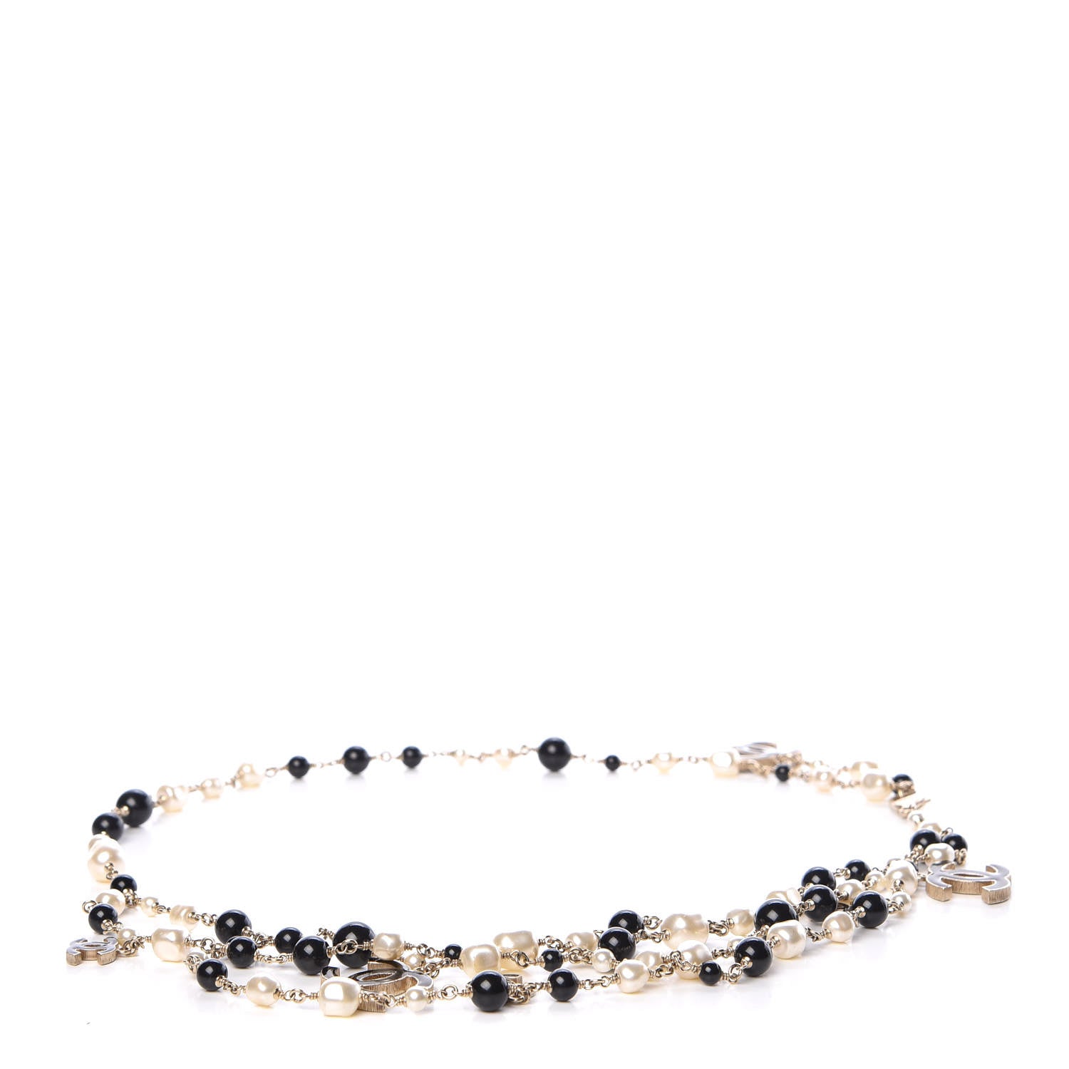 Chanel Pearl Bead Enamel CC Belt Black Gold 1 of 5