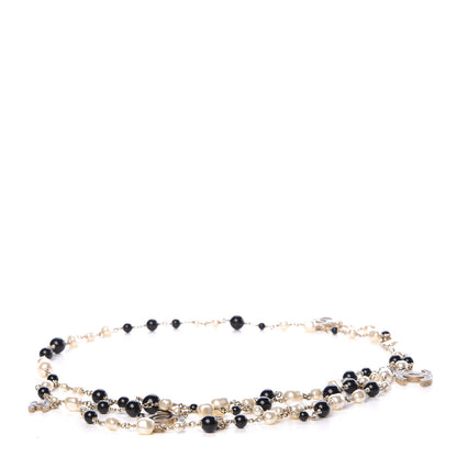 Chanel Pearl Bead Enamel CC Belt Black Gold 1 of 5