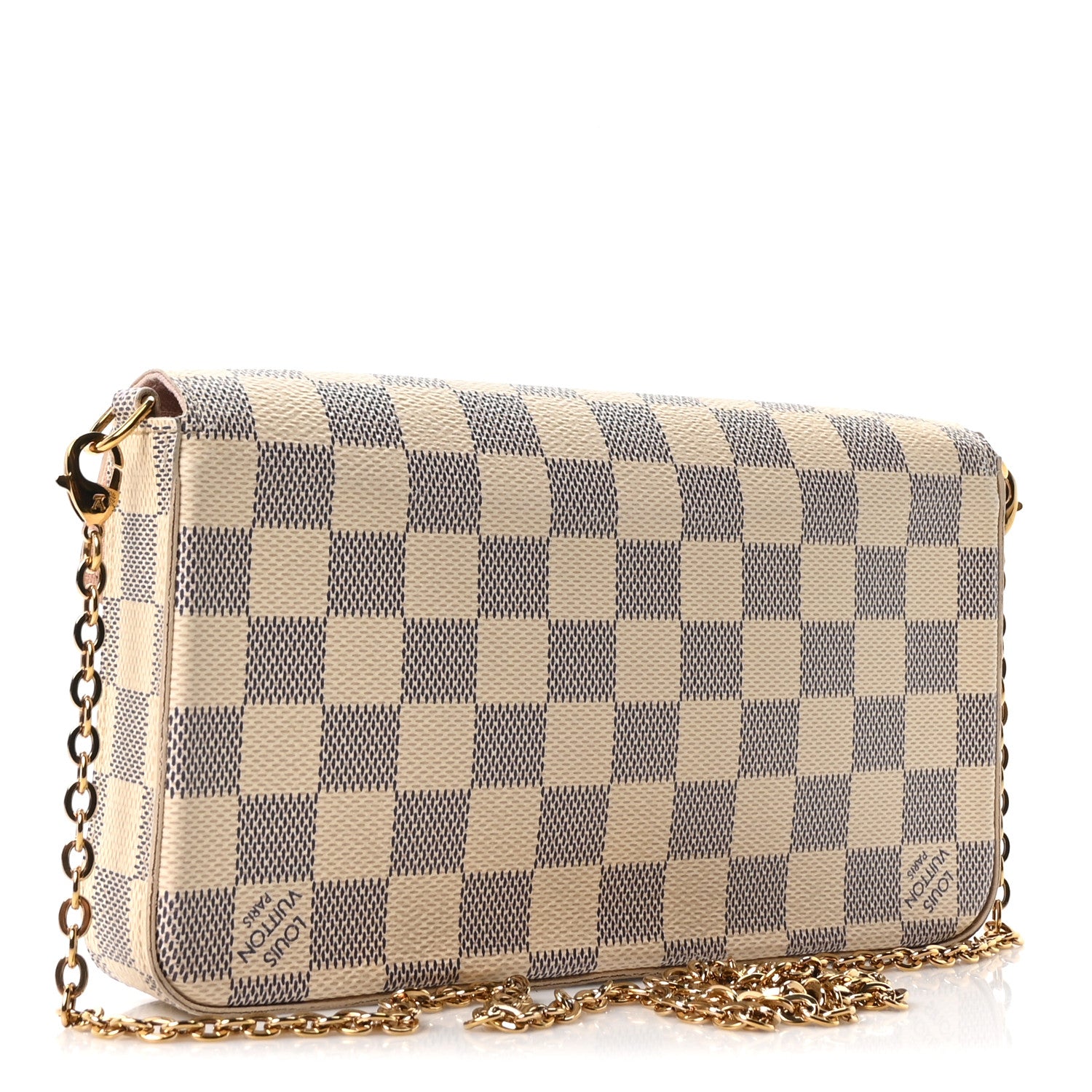 Louis Vuitton Damier Azur Pochette Felicie Chain Wallet Rose Ballerine 4 of 11