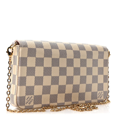 Louis Vuitton Damier Azur Pochette Felicie Chain Wallet Rose Ballerine 4 of 11
