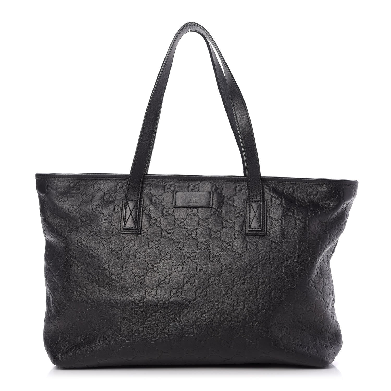 Gucci Guccissima Medium Zippered Shopping Tote Black 1 of 9