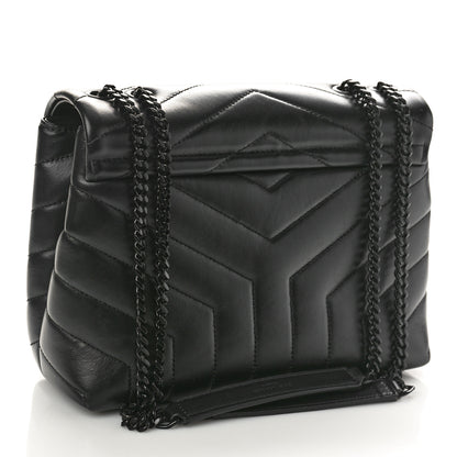 Saint Laurent Calfskin Y Quilted Monogram Monochrome Small Loulou Chain Satchel Black 2 of 8