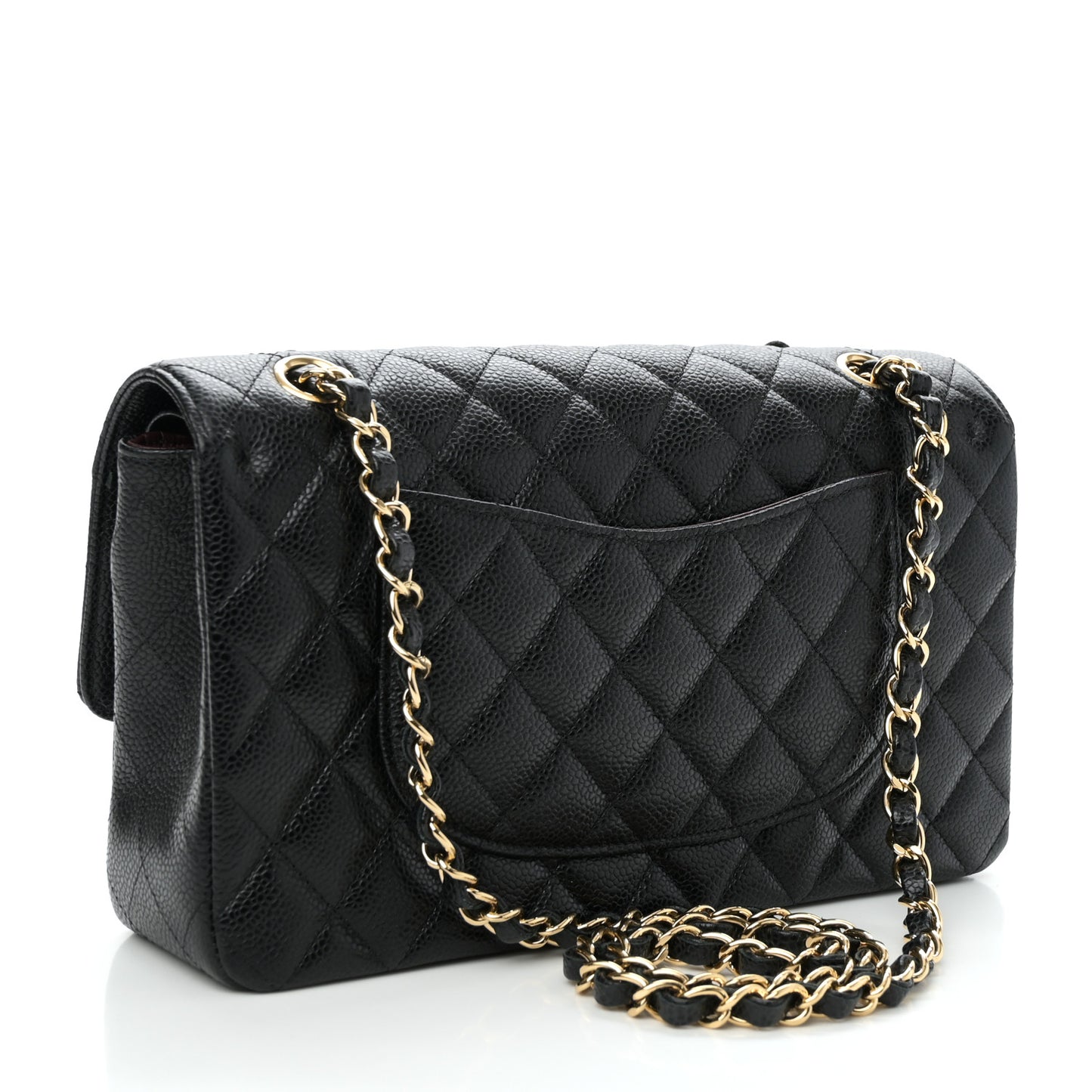 Caviar Quilted Medium Double Flap Black