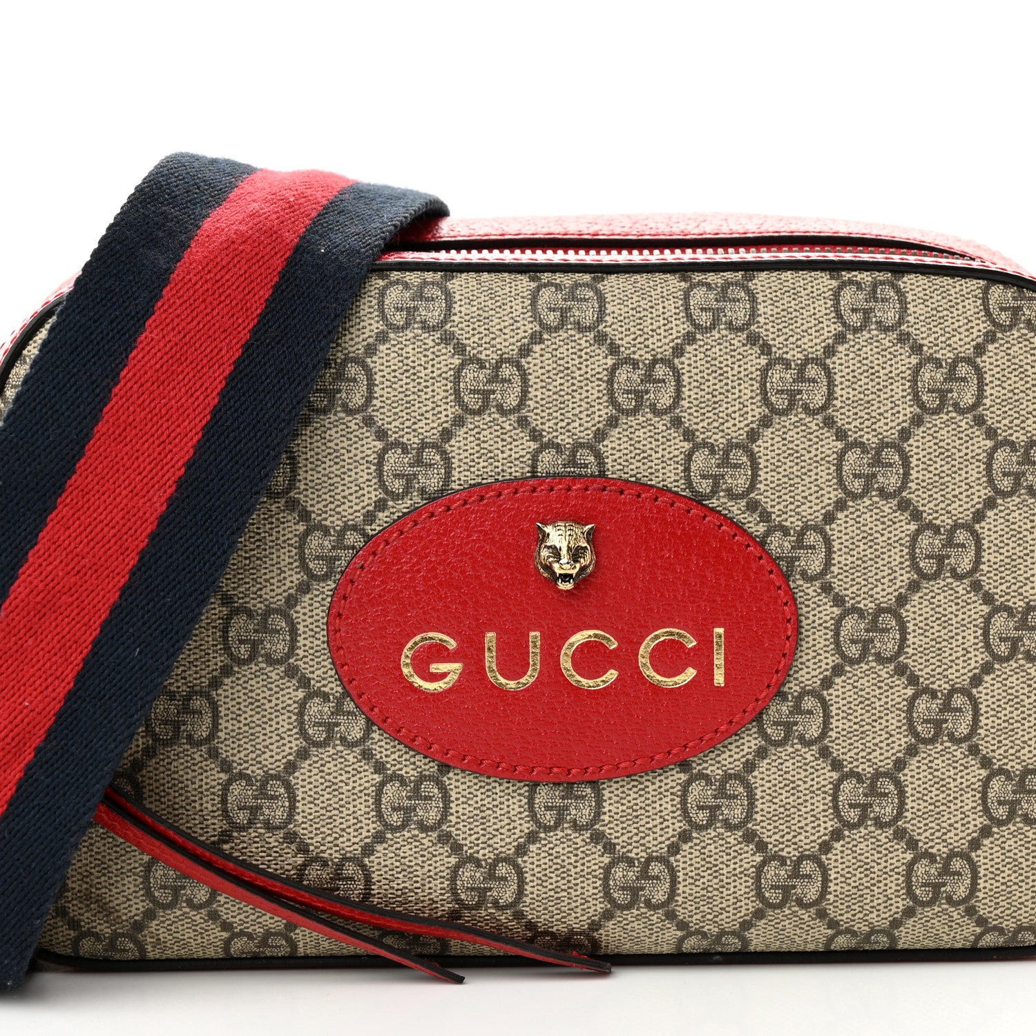 Gucci GG Supreme Monogram Web Neo Vintage Shoulder Bag Beige Red 8 of 10