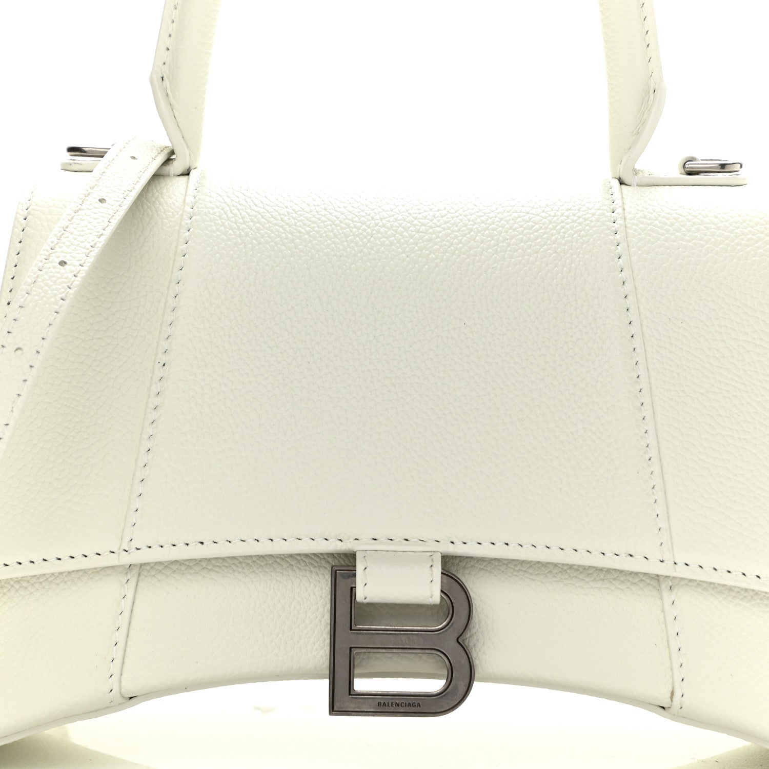 Balenciaga Grained Calfskin Small Hourglass Top Handle Bag White 9 of 13