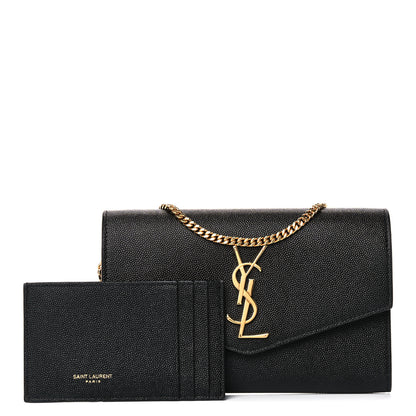 Saint Laurent Grain De Poudre Uptown Chain Wallet Black 1 of 16