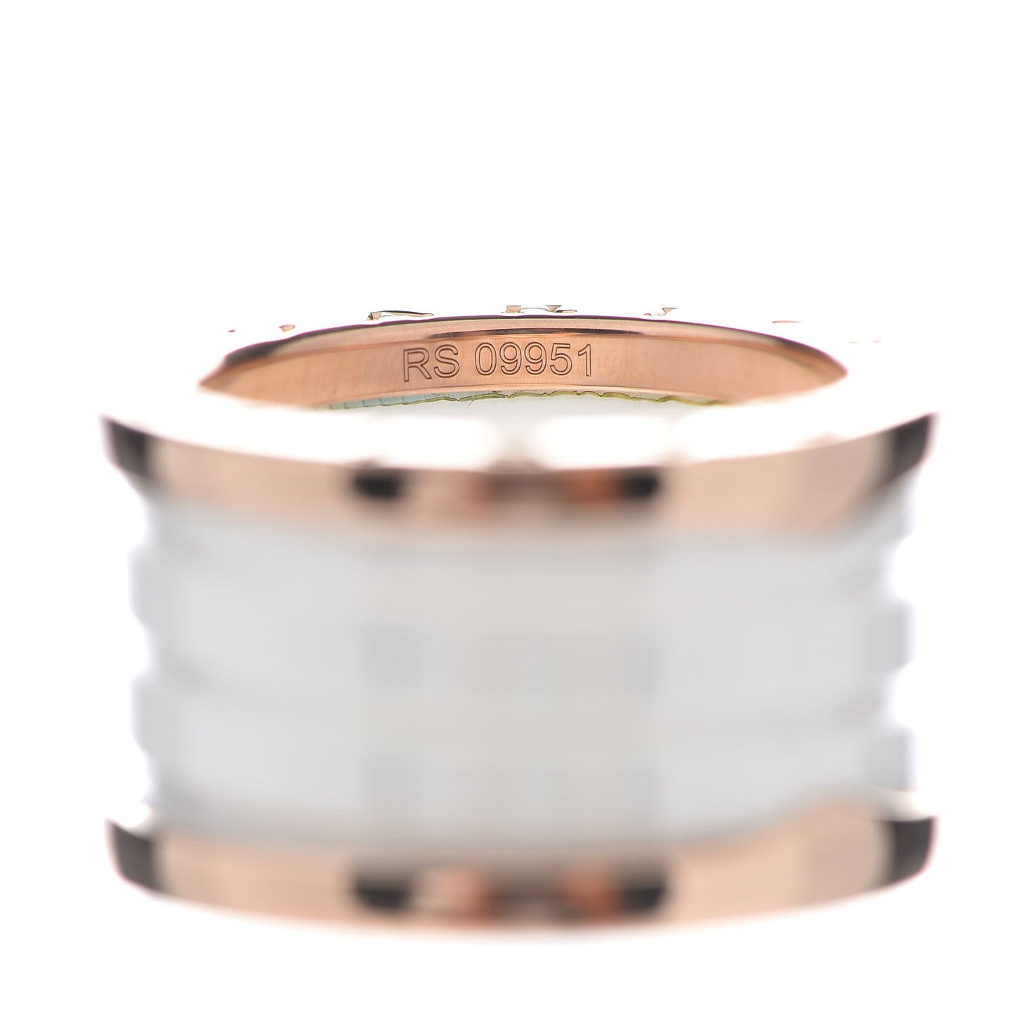 18K Rose Gold White Ceramic B.Zero1 Four-Band Ring 50 5.25