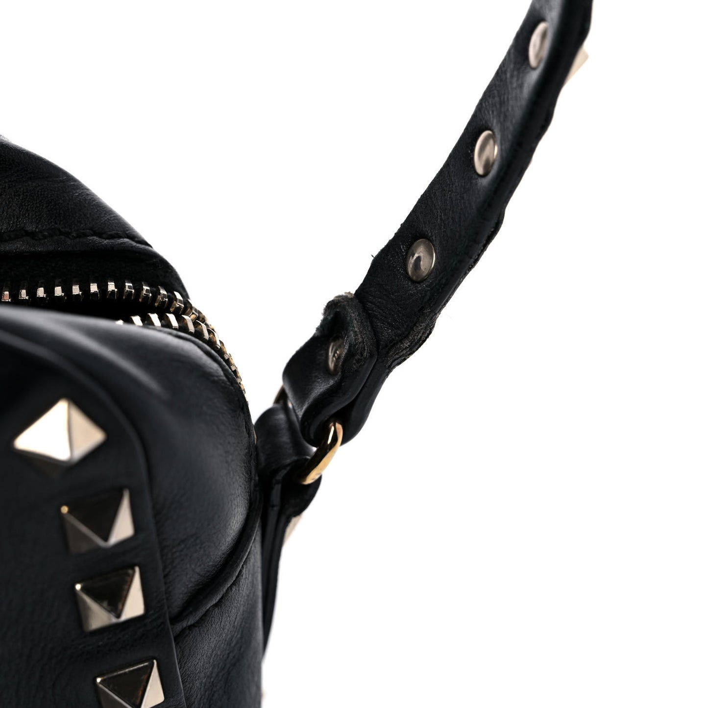 Calfskin Rockstud Camera Crossbody Bag Black