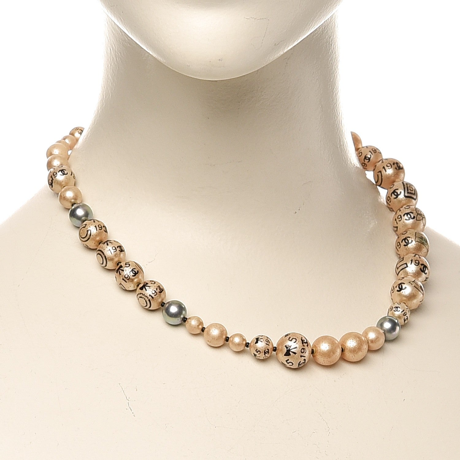 Chanel Painted Pearl CC Short Necklace Black Gold 2 of 4